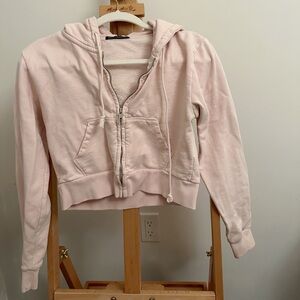 Brandy Melville Light Pink Crop cotton hoodie 
Size: One size (fits small)
